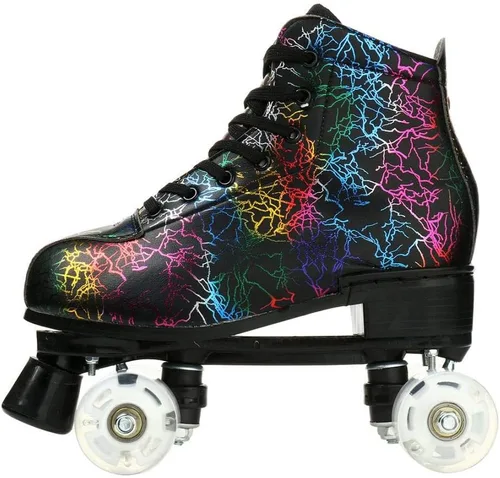 Miniatura 2 de MilkyWay Patines unisex de doble fila, cuatro ruedas, patines altos, patrón de rayos, para principiantes, mujeres, hombres, niños y niñas