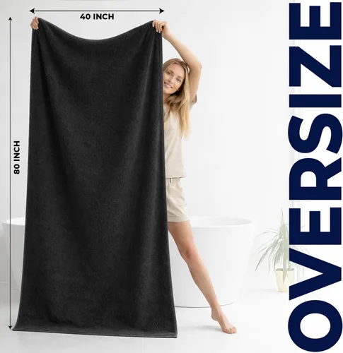 Miniatura 98 de DAN RIVER Paquete de 2 sábanas de baño de 35x70 pulgadas, sábanas de baño jumbo acanaladas para adultos, toallas grandes gruesas y absorbentes