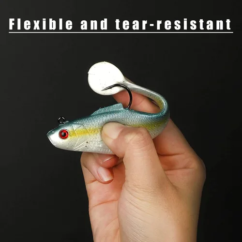 Miniatura 6 de Señuelos de Cabeza de Plomo Pre-Aparejados de Cola de Paleta Swim Shad 3PCS 4" 1oz Cebo Suave de Plástico Swimbait para Agua Dulce y Salada