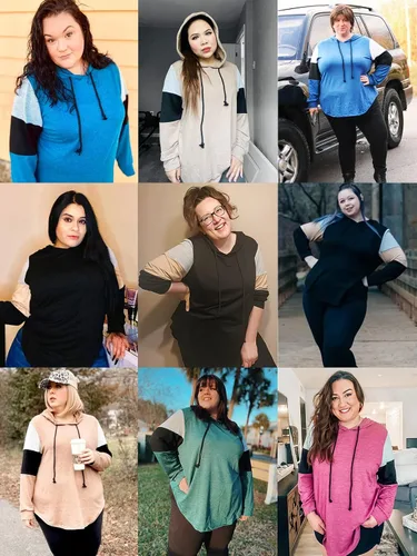 Miniatura 4 de DOLNINE Sudaderas con capucha de talla grande para mujer, sudaderas de manga larga con bloques