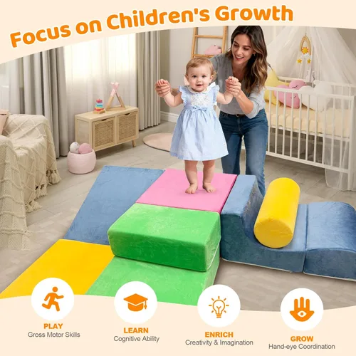 Miniatura 5 de EOSAU Juguetes de escalada para niños pequeños en interiores, juego de 6 bloques de escalada de espuma para bebés, juguetes de escalada suaves