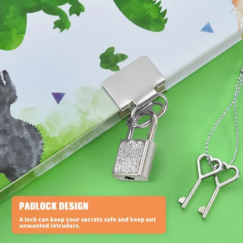 Miniatura 4 de WERNNSAI Diario Luminoso de Dinosaurio para Niños, Diario Secreto con Llaves de Cerradura, Cuaderno con Bolígrafo y Calcomanías, Regalo