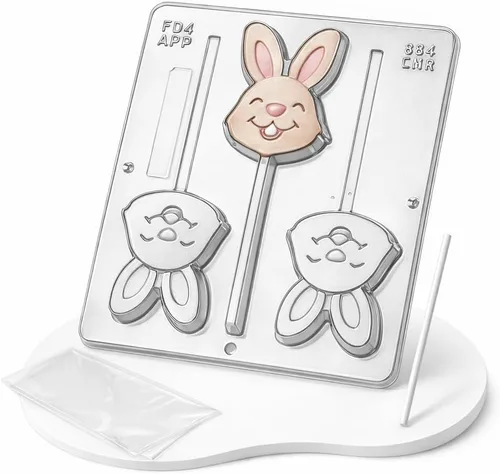 Miniatura 3 de Molde de caramelo de chocolate con piruleta de conejo de Pascua feliz 884
