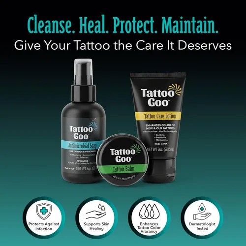 Miniatura 3 de Tattoo Goo El kit de cuidado posterior incluye jabón antimicrobiano, bálsamo y loción, cuidado del tatuaje para mejorar el color + curación rápida