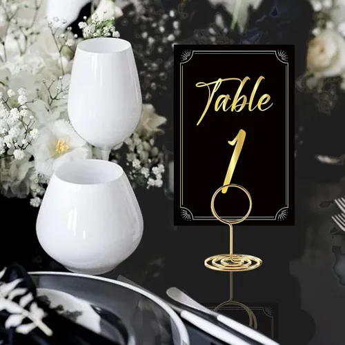 Miniatura 4 de 31 juegos de tarjetas de números de mesa con soportes, 1-30 elegantes tarjetas de asiento de mesa de color negro dorado, soporte de lugar de 2