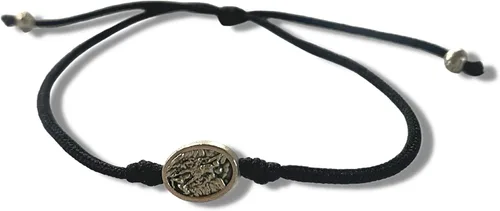 Pulsera de cordón ajustable de San Miguel Arcángel negro con medalla en tono plateado, joyería de protección religiosa católica, regalo de recuerdo,