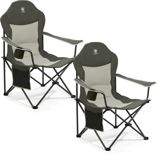 Miniatura 8 de EVER ADVANCED Silla plegable de camping con respaldo alto acolchado, paquete de 2 sillas de césped portátiles de gran tamaño, ligeras, resistentes