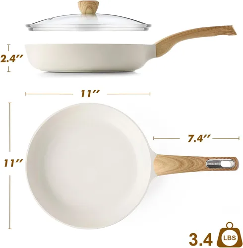 Miniatura 9 de SENSARTE Sartén de Cerámica Antiadherente con Tapa de 11 Pulgadas, Sartén de Tortilla sin Stick, Sartén de Cocina Saludable y no Tóxica, Libre