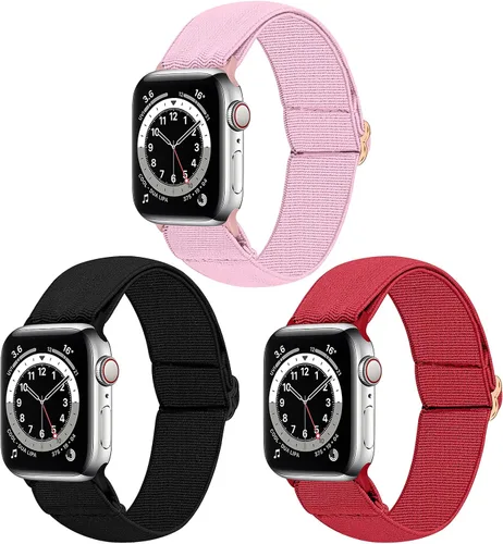 Miniatura 12 de Dsytom Paquete de 3 correas elásticas compatibles con Apple Watch de 1.496 pulgadas, 1.614 pulgadas, 1.575 pulgadas, 1.654 pulgadas, 1.732 pulgadas
