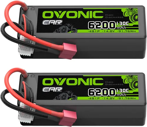 OVONIC 4S LiPo Batería 6200mAh 14.8V 130C RC Batería con Dean-Estilo T Conector