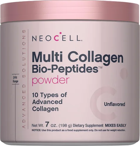 NeoCell Polvo de péptidos de colágeno múltiple | 7 onzas | 10 tipos de biopéptidos avanzados | Absorción superior | Sin sabor y se mezcla fácilmente