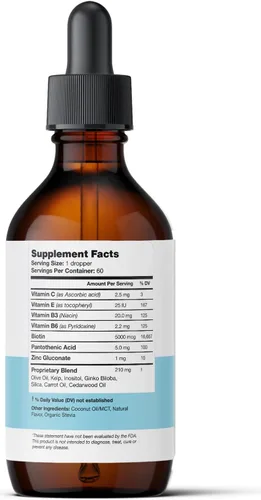Miniatura 5 de Ultra6 Nutrition Biotina líquida con vitaminas para el cabello, vitamina C, E, B6 y aceite de coco orgánico, biotina líquida para el cabello