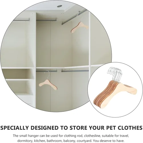 Miniatura 9 de Accesorios para gatos, perchas doradas, paquete de 10 perchas para ropa para perros, perchas de madera para disfraces de mascotas, perchas