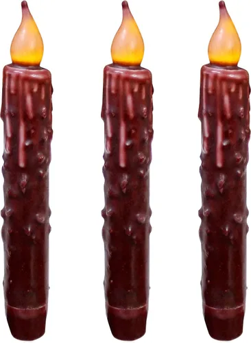 Miniatura 23 de CVHOMEDECO. Velas de cera real sumergidas a mano, funciona con pilas, temporizador, velas cónicas sin llama primitivas del país, 6-3/4 pulgadas