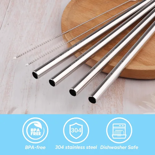 Miniatura 2 de Repuesto de popote de metal compatible con botellas Owala FreeSip Sway de 30 onzas, 4 popotes reutilizables de acero inoxidable y 2 cepillos