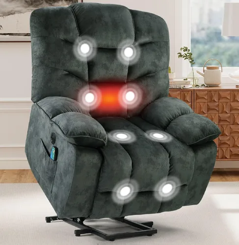 Miniatura 10 de HAOMARKETS Sillón reclinable de elevación eléctrica de gran tamaño con masaje y calor para personas mayores, silla reclinable de elevación eléctrica
