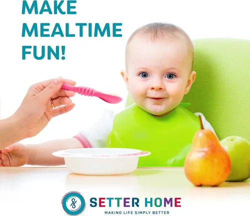 Miniatura 6 de Juego de cucharas de silicona prémium para bebés, cucharas para bebés y niños pequeños, utensilios de destete masticables para bebés de primera