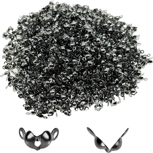 Miniatura 9 de 1400 puntas de cuentas para nudos, cubiertas de nudo, puntas de cuentas plegables, 7 colores, cubiertas abiertas de metal para manualidades