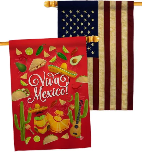 Miniatura 9 de Viva Mexico House Banderas para fiesta de verano, cactus y piñata, sombrero mexicano, fiesta al aire libre, apliques de Estados Unidos, pequeño