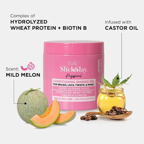 Miniatura 4 de Esha Profesional Slick N Slay - Gel acondicionador - Para trenzas, rastas y mucho más. Proteína de trigo hidrolizada + complejo de biotina B. Aroma