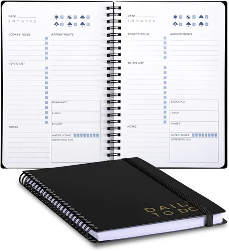 UtyTrees Planificador diario sin fecha: 5.7 x 8.5 pulgadas, 144 páginas, cuaderno de lista de tareas diarias, diario con planificador de comidas,