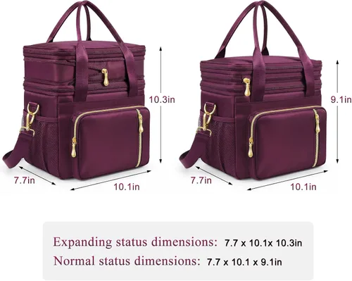 Miniatura 7 de MIYCOO – Bolsa de almuerzo y lonchera para mujeres y hombres, bolsa de almuerzo doble cubierta a prueba de fugas con aislamiento suave grande para 3