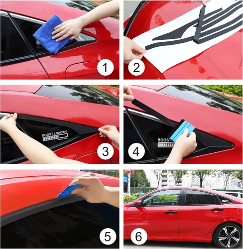 Miniatura 6 de TOMALL Calcomanías de vinilo para borde de ventana de automóvil compatibles con Honda 10th Civic 2016 2017 2018 2019 2020 2021 Accesorios de moldura