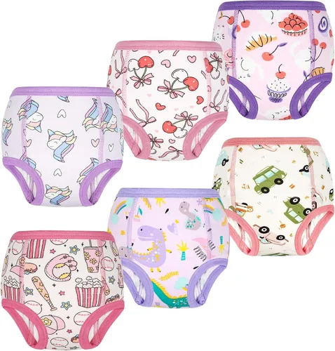 Miniatura 7 de MooMoo Baby Ropa interior de entrenamiento para niños y niñas, pantalones de entrenamiento absorbentes para niñas 2T-7T Azul (paquete de 8)