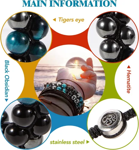 Miniatura 6 de Triple Protection Bracelet - for Protect & Balance - Energy Crystal Handmade Bracelets for Men Women