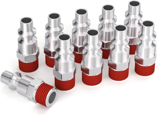 Miniatura 10 de GASHER 5 piezas de ajuste de herramienta de aire industrial de acero inoxidable 304 NPT hembra de 1/4 pulgada, tapones neumáticos de alto flujo