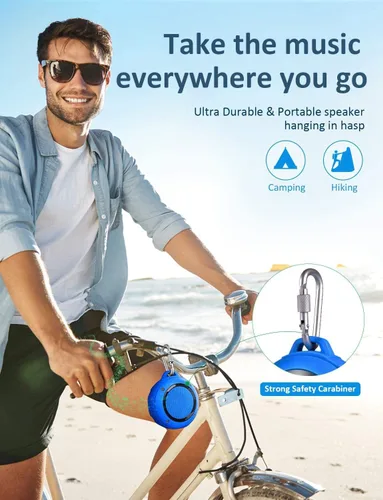 Miniatura 3 de Kunodi - Bocina Bluetooth resistente al agua, para exteriores, minibocina de viaje inalámbrica y portátil para ducha con subwoofer, graves Azul