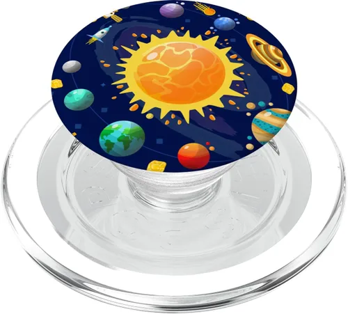 Miniatura 7 de Órbita celestial estética – Astrología Sun With Planets PopSockets PopGrip intercambiable