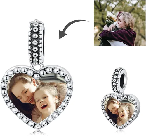 Miniatura 4 de LONAGO Dije de foto personalizado para pulsera, dije de imagen personalizado para 2 fotos, regalo de plata de ley para mujeres y niñas, Plata