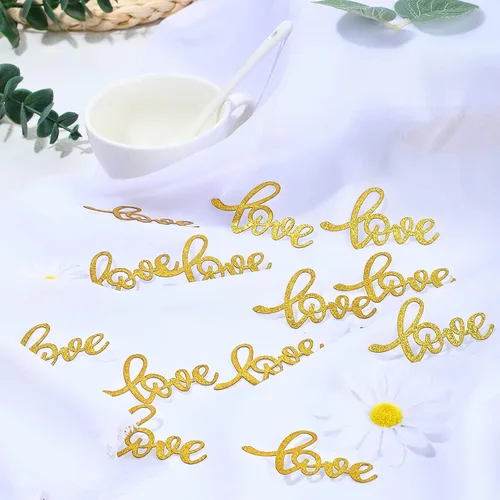 Miniatura 7 de Sumind 100 piezas doradas para mesa de boda, confeti con purpurina, confeti de compromiso, mesa de compromiso, decoración de despedida de soltera
