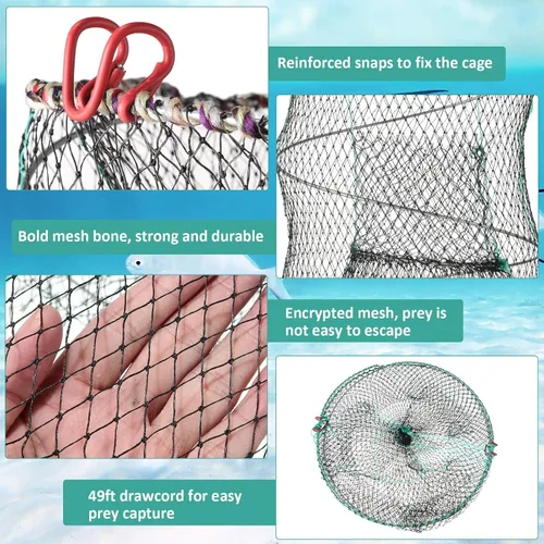 Miniatura 3 de Paquete de 4 trampas de cebo de pesca, trampa para cangrejos, trampa para cangrejos, trampa de langosta, trampa de langosta y camarones, trampas
