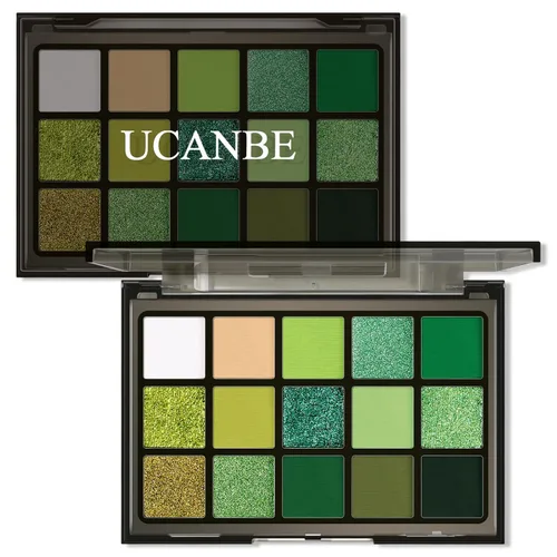 Miniatura 17 de UCANBE Paleta de sombra de ojos ahumada en negro, 15 colores de sombras de ojos oscuras brillantes mate metálicas, kit de sombras de ojos altamente