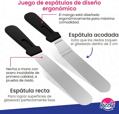Miniatura 3 de Riccle Kit de decoración de pasteles de 94 piezas con plato giratorio para pasteles - Incluye 50 piezas de bolsas de repostería desechables de 16