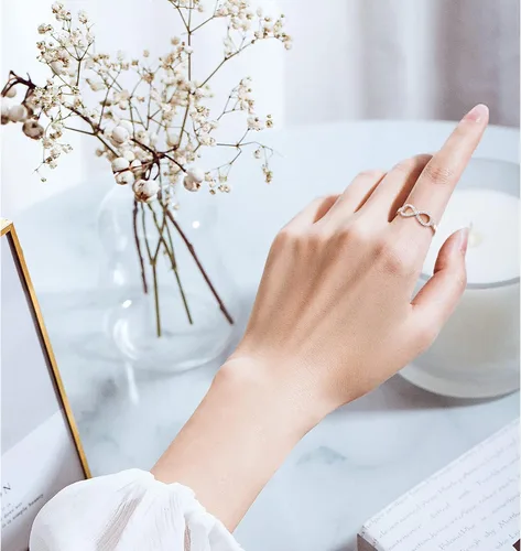 Miniatura 5 de Anillo infinito de plata de ley S925 para mejor amigo, joyería de amistad ajustable, regalos de cumpleaños para mujeres, adultos y adolescentes