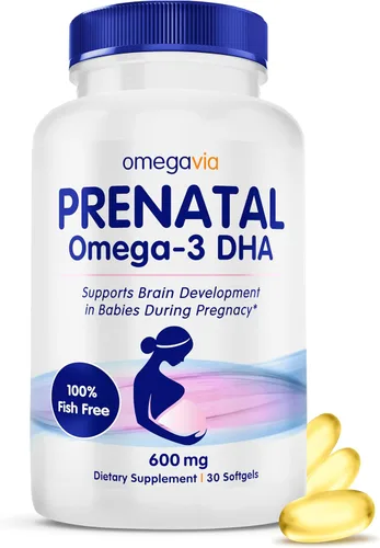 Miniatura 10 de OmegaVia DHA 600 mg - Suplementos ultra puros Omega-3 DHA para cerebro y ojos, embarazo y vitaminas prenatales DHA para mujeres, suplemento Omega 3