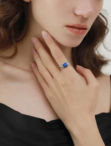 Miniatura 2 de YL Anillos de nudo celta de plata de ley 925, anillo trenzado con circonita cúbica infinito para mujer