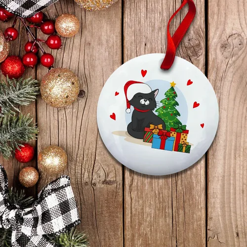 Miniatura 4 de Adorno personalizado de gato negro para la primera Navidad, nuevo adorno de gato negro
