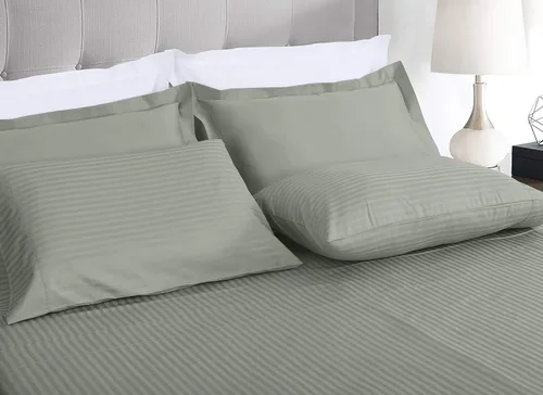 Miniatura 2 de Threadmill Sábanas de tamaño queen, 100 % algodón, 600 hilos, 4 piezas, diseño de damasco, luna, roca, gris, calidad de hotel, algodón peinado