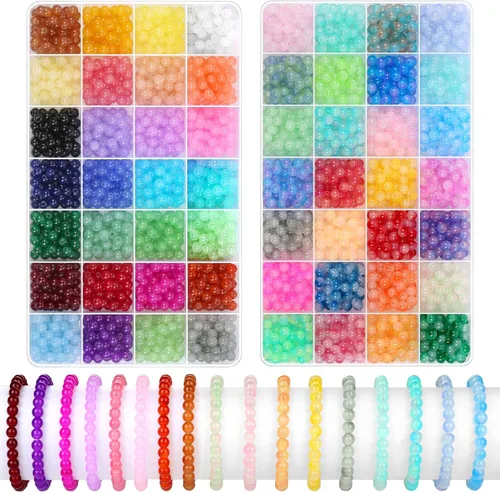 shynek 2800 cuentas de cristal de 6 mm para pulseras, 56 colores de cuentas de cristal para hacer joyas, pulseras y manualidades DIY (28 colores