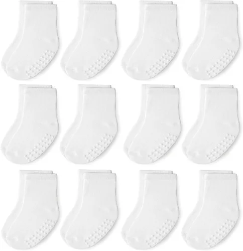 Miniatura 17 de JAKIDAR Paquete de 12 calcetines de algodón con agarre antideslizante para niños y niñas