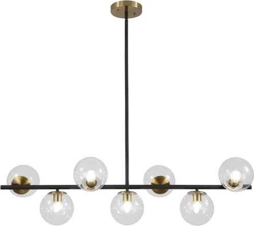 Miniatura 14 de KCO Iluminación Moderna de 7 Luces de Níquel Cepillado en Metal Grande Lámpara de Techo Nórdica con Globo de Vidrio Transparente Lámpara Colgante