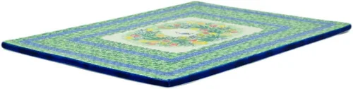 Miniatura 2 de Hoja de galletas de cerámica polaca de 15¼ pulgadas hecha por Ceramika Artystyczna (tema de esplendor de grúa en tulipán) Signature UNIKAT +