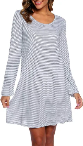 Miniatura 4 de ENJOYNIGHT - Camisón de manga larga de algodón para mujer, vestido para dormir con estampado de camisetas.
