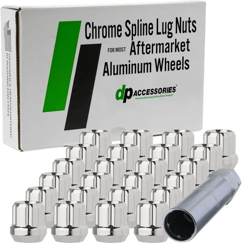 DPAccessories LOS2L5HC-CH04024 - Tuercas cromadas M12x1.25 para ruedas de posventa, afinador estriado de extremo abierto, 0.866 in (0.85 pulgadas)