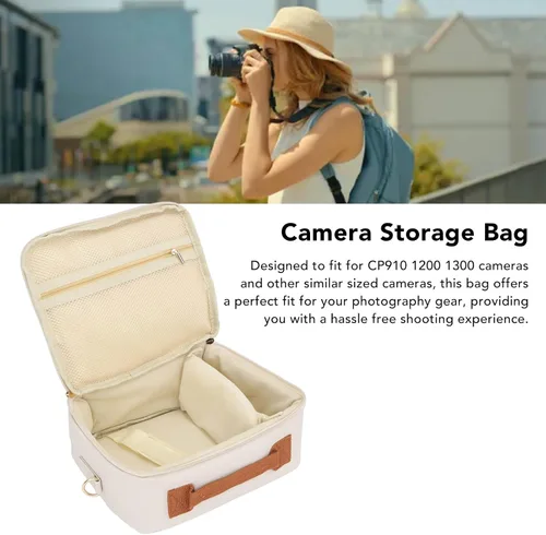 Miniatura 7 de KIMISS Bolsa de transporte para cámara, estuche de almacenamiento para cámara de gran capacidad, acolchado grueso, correa ajustable, funda de cámara