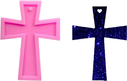 Moldes de silicona con forma de cruz de Jesús brillante brillante para manualidades, llavero de bricolaje, molde de arcilla polimérica, colgante de